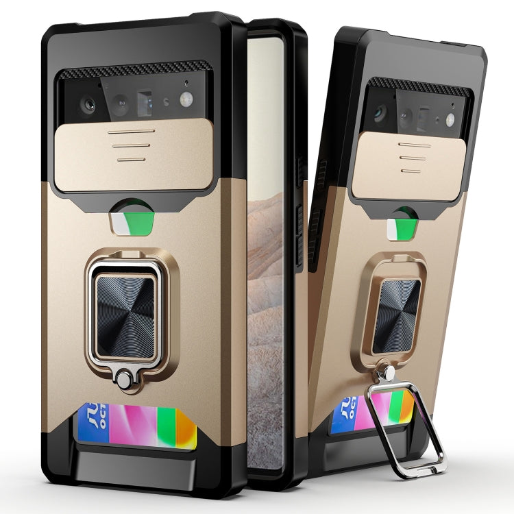 Sliding Camera Cover Design PC + TPU Shockproof Case with Ring Holder & Card Slot, For Google Pixel 6 Pro, For Samsung Galaxy A52, For Samsung Galaxy A72, For Samsung Galaxy S21, For Samsung Galaxy S21+, For Samsung Galaxy A12