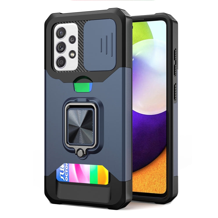 Sliding Camera Cover Design PC + TPU Shockproof Case with Ring Holder & Card Slot, For Google Pixel 6 Pro, For Samsung Galaxy A52, For Samsung Galaxy A72, For Samsung Galaxy S21, For Samsung Galaxy S21+, For Samsung Galaxy A12