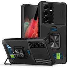 Load image into Gallery viewer, Sliding Camera Cover Design PC + TPU Shockproof Case with Ring Holder &amp; Card Slot, For Samsung Galaxy S21 Ultra 5G