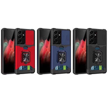 Load image into Gallery viewer, Sliding Camera Cover Design PC + TPU Shockproof Case with Ring Holder &amp; Card Slot, For Samsung Galaxy S21 Ultra 5G