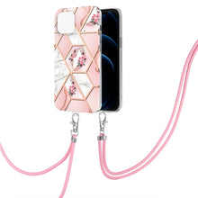 Load image into Gallery viewer, Electroplating Splicing Marble Flower Pattern TPU Shockproof Case with Lanyard, For iPhone 13 mini, For iPhone 13, For iPhone 13 Pro, For iPhone 13 Pro Max, For iPhone 12 mini, For iPhone 12 / 12 Pro, For iPhone 12 Pro Max, For iPhone 11               ...