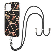 Load image into Gallery viewer, Electroplating Splicing Marble Flower Pattern TPU Shockproof Case with Lanyard, For iPhone 13 mini, For iPhone 13, For iPhone 13 Pro, For iPhone 13 Pro Max, For iPhone 12 mini, For iPhone 12 / 12 Pro, For iPhone 12 Pro Max, For iPhone 11               ...