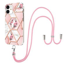 Load image into Gallery viewer, Electroplating Splicing Marble Flower Pattern TPU Shockproof Case with Lanyard, For iPhone 13 mini, For iPhone 13, For iPhone 13 Pro, For iPhone 13 Pro Max, For iPhone 12 mini, For iPhone 12 / 12 Pro, For iPhone 12 Pro Max, For iPhone 11               ...