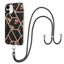 Load image into Gallery viewer, Electroplating Splicing Marble Flower Pattern TPU Shockproof Case with Lanyard, For iPhone 13 mini, For iPhone 13, For iPhone 13 Pro, For iPhone 13 Pro Max, For iPhone 12 mini, For iPhone 12 / 12 Pro, For iPhone 12 Pro Max, For iPhone 11               ...
