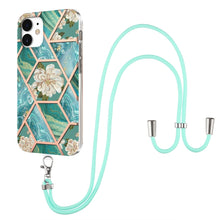 Load image into Gallery viewer, Electroplating Splicing Marble Flower Pattern TPU Shockproof Case with Lanyard, For iPhone 13 mini, For iPhone 13, For iPhone 13 Pro, For iPhone 13 Pro Max, For iPhone 12 mini, For iPhone 12 / 12 Pro, For iPhone 12 Pro Max, For iPhone 11               ...
