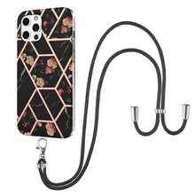 Load image into Gallery viewer, Electroplating Splicing Marble Flower Pattern TPU Shockproof Case with Lanyard, For iPhone 13 mini, For iPhone 13, For iPhone 13 Pro, For iPhone 13 Pro Max, For iPhone 12 mini, For iPhone 12 / 12 Pro, For iPhone 12 Pro Max, For iPhone 11               ...
