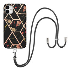 Load image into Gallery viewer, Electroplating Splicing Marble Flower Pattern TPU Shockproof Case with Lanyard, For iPhone 13 mini, For iPhone 13, For iPhone 13 Pro, For iPhone 13 Pro Max, For iPhone 12 mini, For iPhone 12 / 12 Pro, For iPhone 12 Pro Max, For iPhone 11               ...