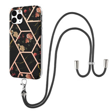 Load image into Gallery viewer, Electroplating Splicing Marble Flower Pattern TPU Shockproof Case with Lanyard, For iPhone 13 mini, For iPhone 13, For iPhone 13 Pro, For iPhone 13 Pro Max, For iPhone 12 mini, For iPhone 12 / 12 Pro, For iPhone 12 Pro Max, For iPhone 11               ...