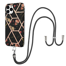 Load image into Gallery viewer, Electroplating Splicing Marble Flower Pattern TPU Shockproof Case with Lanyard, For iPhone 13 mini, For iPhone 13, For iPhone 13 Pro, For iPhone 13 Pro Max, For iPhone 12 mini, For iPhone 12 / 12 Pro, For iPhone 12 Pro Max, For iPhone 11               ...