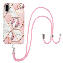 Load image into Gallery viewer, Electroplating Splicing Marble Flower Pattern TPU Shockproof Case with Lanyard, For iPhone 13 mini, For iPhone 13, For iPhone 13 Pro, For iPhone 13 Pro Max, For iPhone 12 mini, For iPhone 12 / 12 Pro, For iPhone 12 Pro Max, For iPhone 11               ...