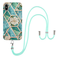 Load image into Gallery viewer, Electroplating Splicing Marble Flower Pattern TPU Shockproof Case with Lanyard, For iPhone 13 mini, For iPhone 13, For iPhone 13 Pro, For iPhone 13 Pro Max, For iPhone 12 mini, For iPhone 12 / 12 Pro, For iPhone 12 Pro Max, For iPhone 11               ...