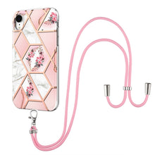 Load image into Gallery viewer, Electroplating Splicing Marble Flower Pattern TPU Shockproof Case with Lanyard, For iPhone 13 mini, For iPhone 13, For iPhone 13 Pro, For iPhone 13 Pro Max, For iPhone 12 mini, For iPhone 12 / 12 Pro, For iPhone 12 Pro Max, For iPhone 11               ...