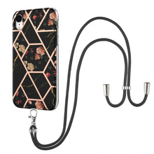 Load image into Gallery viewer, Electroplating Splicing Marble Flower Pattern TPU Shockproof Case with Lanyard, For iPhone 13 mini, For iPhone 13, For iPhone 13 Pro, For iPhone 13 Pro Max, For iPhone 12 mini, For iPhone 12 / 12 Pro, For iPhone 12 Pro Max, For iPhone 11               ...