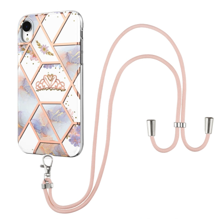 Electroplating Splicing Marble Flower Pattern TPU Shockproof Case with Lanyard, For iPhone 13 mini, For iPhone 13, For iPhone 13 Pro, For iPhone 13 Pro Max, For iPhone 12 mini, For iPhone 12 / 12 Pro, For iPhone 12 Pro Max, For iPhone 11               ...
