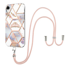 Load image into Gallery viewer, Electroplating Splicing Marble Flower Pattern TPU Shockproof Case with Lanyard, For iPhone 13 mini, For iPhone 13, For iPhone 13 Pro, For iPhone 13 Pro Max, For iPhone 12 mini, For iPhone 12 / 12 Pro, For iPhone 12 Pro Max, For iPhone 11               ...