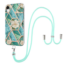 Load image into Gallery viewer, Electroplating Splicing Marble Flower Pattern TPU Shockproof Case with Lanyard, For iPhone 13 mini, For iPhone 13, For iPhone 13 Pro, For iPhone 13 Pro Max, For iPhone 12 mini, For iPhone 12 / 12 Pro, For iPhone 12 Pro Max, For iPhone 11               ...