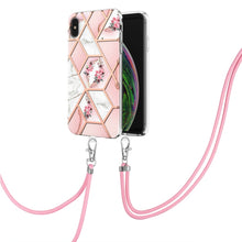 Load image into Gallery viewer, Electroplating Splicing Marble Flower Pattern TPU Shockproof Case with Lanyard, For iPhone XS Max, For iPhone 8 Plus / 7 Plus, For iPhone SE 2022 / SE 2020 / 8 / 7