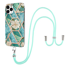 Load image into Gallery viewer, Electroplating Splicing Marble Flower Pattern TPU Shockproof Case with Lanyard, For iPhone XS Max, For iPhone 8 Plus / 7 Plus, For iPhone SE 2022 / SE 2020 / 8 / 7