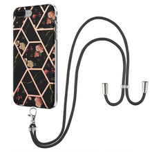 Load image into Gallery viewer, Electroplating Splicing Marble Flower Pattern TPU Shockproof Case with Lanyard, For iPhone XS Max, For iPhone 8 Plus / 7 Plus, For iPhone SE 2022 / SE 2020 / 8 / 7