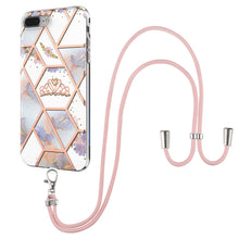 Load image into Gallery viewer, Electroplating Splicing Marble Flower Pattern TPU Shockproof Case with Lanyard, For iPhone XS Max, For iPhone 8 Plus / 7 Plus, For iPhone SE 2022 / SE 2020 / 8 / 7