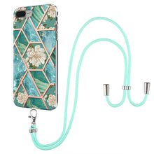 Load image into Gallery viewer, Electroplating Splicing Marble Flower Pattern TPU Shockproof Case with Lanyard, For iPhone XS Max, For iPhone 8 Plus / 7 Plus, For iPhone SE 2022 / SE 2020 / 8 / 7