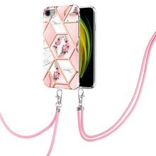 Load image into Gallery viewer, Electroplating Splicing Marble Flower Pattern TPU Shockproof Case with Lanyard, For iPhone XS Max, For iPhone 8 Plus / 7 Plus, For iPhone SE 2022 / SE 2020 / 8 / 7