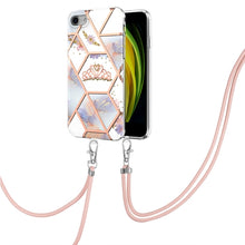 Load image into Gallery viewer, Electroplating Splicing Marble Flower Pattern TPU Shockproof Case with Lanyard, For iPhone XS Max, For iPhone 8 Plus / 7 Plus, For iPhone SE 2022 / SE 2020 / 8 / 7