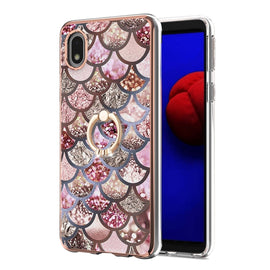 Electroplating Pattern IMD TPU Shockproof Case with Rhinestone Ring Holder, For Samsung Galaxy A01 Core, For Samsung Galaxy A02/M02, For Samsung Galaxy A02s 164mm, For Samsung Galaxy A02s 166mm, For Samsung Galaxy A12/M12/F12, For Samsung Galaxy A21s  ...