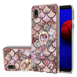 Electroplating Pattern IMD TPU Shockproof Case with Rhinestone Ring Holder, For Samsung Galaxy A01 Core, For Samsung Galaxy A02/M02, For Samsung Galaxy A02s 164mm, For Samsung Galaxy A02s 166mm, For Samsung Galaxy A12/M12/F12, For Samsung Galaxy A21s  ...