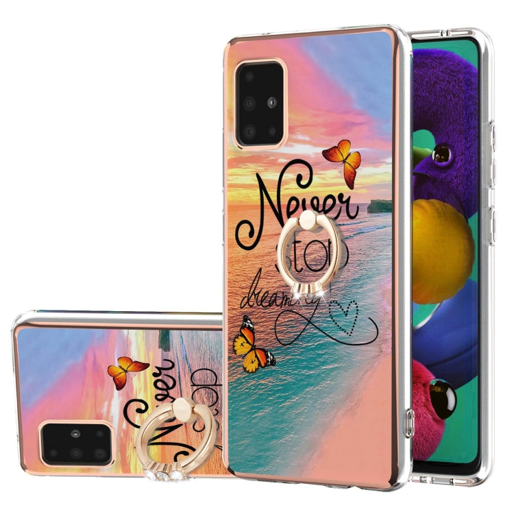 Electroplating Pattern IMD TPU Shockproof Case with Rhinestone Ring Holder, For Samsung Galaxy A32 5G, For Samsung Galaxy A32 4G EU Version, For Samsung Galaxy A51, For Samsung Galaxy A51 5G, For Samsung Galaxy A52 4G/5G, For Samsung Galaxy A71 5G     ...