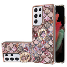Load image into Gallery viewer, Electroplating Pattern IMD TPU Shockproof Case with Rhinestone Ring Holder, For Samsung Galaxy S21 Ultra 5G, For Samsung Galaxy S21+ 5G