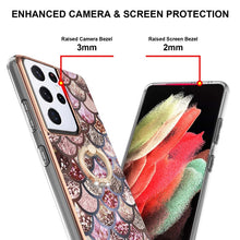 Load image into Gallery viewer, Electroplating Pattern IMD TPU Shockproof Case with Rhinestone Ring Holder, For Samsung Galaxy S21 Ultra 5G, For Samsung Galaxy S21+ 5G