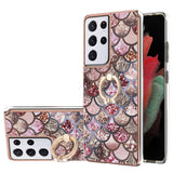 Electroplating Pattern IMD TPU Shockproof Case with Rhinestone Ring Holder, For Samsung Galaxy S21 Ultra 5G, For Samsung Galaxy S21+ 5G