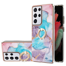 Load image into Gallery viewer, Electroplating Pattern IMD TPU Shockproof Case with Rhinestone Ring Holder, For Samsung Galaxy S21 Ultra 5G, For Samsung Galaxy S21+ 5G
