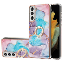 Load image into Gallery viewer, Electroplating Pattern IMD TPU Shockproof Case with Rhinestone Ring Holder, For Samsung Galaxy S21 Ultra 5G, For Samsung Galaxy S21+ 5G