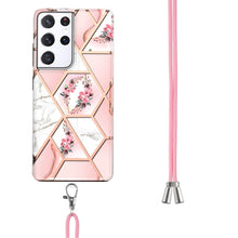 Load image into Gallery viewer, Electroplating Splicing Marble Flower Pattern TPU Shockproof Case with Lanyard, For Samsung Galaxy S21 Ultra 5G, For Samsung Galaxy S21+ 5G, For Samsung Galaxy S21 5G, For Samsung Galaxy S21 FE 5G, For Samsung Galaxy S20 Ultra, For Samsung Galaxy S20+ ...