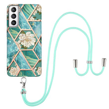 Load image into Gallery viewer, Electroplating Splicing Marble Flower Pattern TPU Shockproof Case with Lanyard, For Samsung Galaxy S21 Ultra 5G, For Samsung Galaxy S21+ 5G, For Samsung Galaxy S21 5G, For Samsung Galaxy S21 FE 5G, For Samsung Galaxy S20 Ultra, For Samsung Galaxy S20+ ...