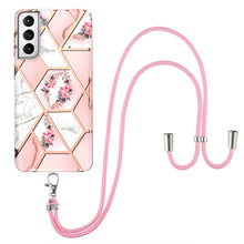 Load image into Gallery viewer, Electroplating Splicing Marble Flower Pattern TPU Shockproof Case with Lanyard, For Samsung Galaxy S21 Ultra 5G, For Samsung Galaxy S21+ 5G, For Samsung Galaxy S21 5G, For Samsung Galaxy S21 FE 5G, For Samsung Galaxy S20 Ultra, For Samsung Galaxy S20+ ...