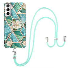 Load image into Gallery viewer, Electroplating Splicing Marble Flower Pattern TPU Shockproof Case with Lanyard, For Samsung Galaxy S21 Ultra 5G, For Samsung Galaxy S21+ 5G, For Samsung Galaxy S21 5G, For Samsung Galaxy S21 FE 5G, For Samsung Galaxy S20 Ultra, For Samsung Galaxy S20+ ...