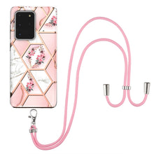 Load image into Gallery viewer, Electroplating Splicing Marble Flower Pattern TPU Shockproof Case with Lanyard, For Samsung Galaxy S21 Ultra 5G, For Samsung Galaxy S21+ 5G, For Samsung Galaxy S21 5G, For Samsung Galaxy S21 FE 5G, For Samsung Galaxy S20 Ultra, For Samsung Galaxy S20+ ...