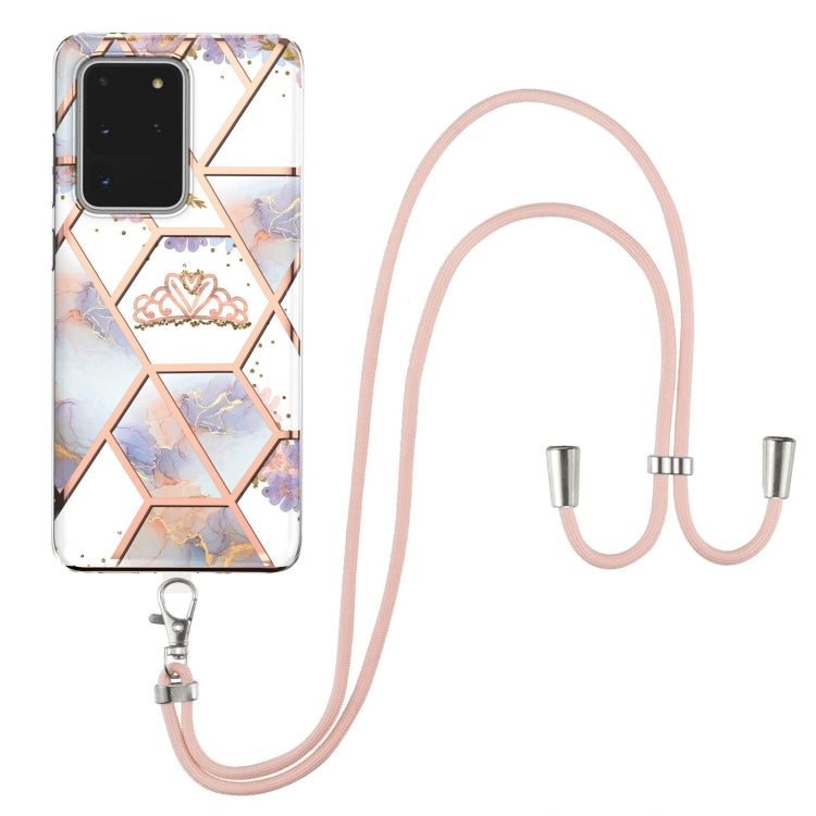 Electroplating Splicing Marble Flower Pattern TPU Shockproof Case with Lanyard, For Samsung Galaxy S21 Ultra 5G, For Samsung Galaxy S21+ 5G, For Samsung Galaxy S21 5G, For Samsung Galaxy S21 FE 5G, For Samsung Galaxy S20 Ultra, For Samsung Galaxy S20+ ...