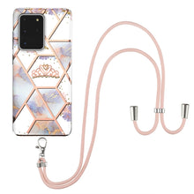 Load image into Gallery viewer, Electroplating Splicing Marble Flower Pattern TPU Shockproof Case with Lanyard, For Samsung Galaxy S21 Ultra 5G, For Samsung Galaxy S21+ 5G, For Samsung Galaxy S21 5G, For Samsung Galaxy S21 FE 5G, For Samsung Galaxy S20 Ultra, For Samsung Galaxy S20+ ...