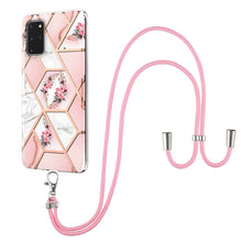 Load image into Gallery viewer, Electroplating Splicing Marble Flower Pattern TPU Shockproof Case with Lanyard, For Samsung Galaxy S21 Ultra 5G, For Samsung Galaxy S21+ 5G, For Samsung Galaxy S21 5G, For Samsung Galaxy S21 FE 5G, For Samsung Galaxy S20 Ultra, For Samsung Galaxy S20+ ...