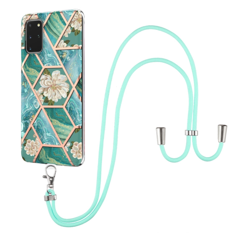 Electroplating Splicing Marble Flower Pattern TPU Shockproof Case with Lanyard, For Samsung Galaxy S21 Ultra 5G, For Samsung Galaxy S21+ 5G, For Samsung Galaxy S21 5G, For Samsung Galaxy S21 FE 5G, For Samsung Galaxy S20 Ultra, For Samsung Galaxy S20+ ...