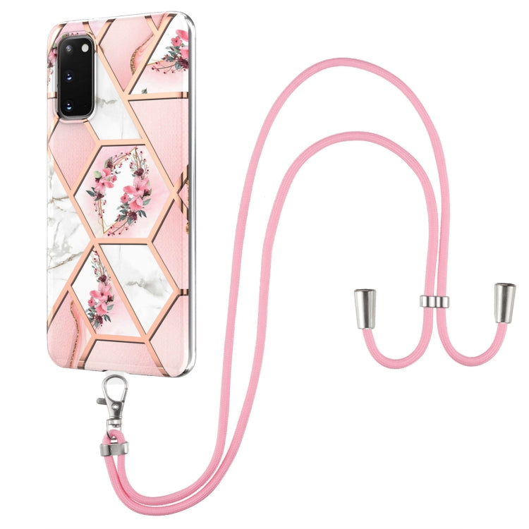 Electroplating Splicing Marble Flower Pattern TPU Shockproof Case with Lanyard, For Samsung Galaxy S21 Ultra 5G, For Samsung Galaxy S21+ 5G, For Samsung Galaxy S21 5G, For Samsung Galaxy S21 FE 5G, For Samsung Galaxy S20 Ultra, For Samsung Galaxy S20+ ...