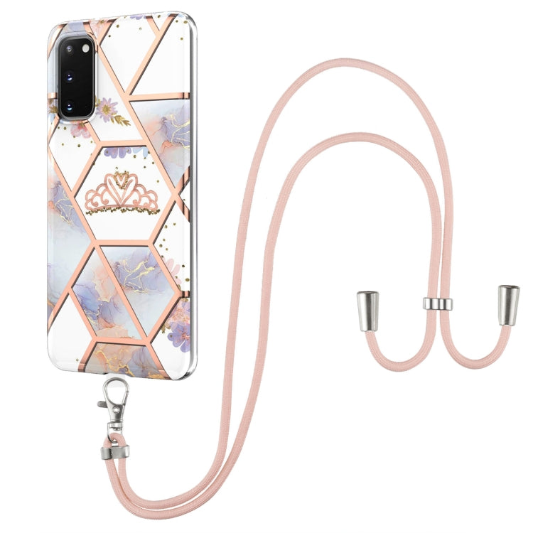 Electroplating Splicing Marble Flower Pattern TPU Shockproof Case with Lanyard, For Samsung Galaxy S21 Ultra 5G, For Samsung Galaxy S21+ 5G, For Samsung Galaxy S21 5G, For Samsung Galaxy S21 FE 5G, For Samsung Galaxy S20 Ultra, For Samsung Galaxy S20+ ...