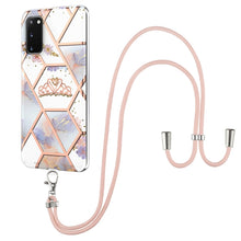 Load image into Gallery viewer, Electroplating Splicing Marble Flower Pattern TPU Shockproof Case with Lanyard, For Samsung Galaxy S21 Ultra 5G, For Samsung Galaxy S21+ 5G, For Samsung Galaxy S21 5G, For Samsung Galaxy S21 FE 5G, For Samsung Galaxy S20 Ultra, For Samsung Galaxy S20+ ...