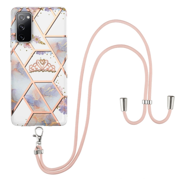 Electroplating Splicing Marble Flower Pattern TPU Shockproof Case with Lanyard, For Samsung Galaxy S21 Ultra 5G, For Samsung Galaxy S21+ 5G, For Samsung Galaxy S21 5G, For Samsung Galaxy S21 FE 5G, For Samsung Galaxy S20 Ultra, For Samsung Galaxy S20+ ...