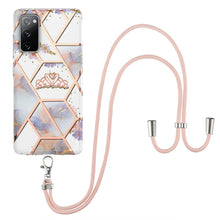 Load image into Gallery viewer, Electroplating Splicing Marble Flower Pattern TPU Shockproof Case with Lanyard, For Samsung Galaxy S21 Ultra 5G, For Samsung Galaxy S21+ 5G, For Samsung Galaxy S21 5G, For Samsung Galaxy S21 FE 5G, For Samsung Galaxy S20 Ultra, For Samsung Galaxy S20+ ...