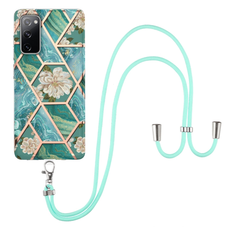 Electroplating Splicing Marble Flower Pattern TPU Shockproof Case with Lanyard, For Samsung Galaxy S21 Ultra 5G, For Samsung Galaxy S21+ 5G, For Samsung Galaxy S21 5G, For Samsung Galaxy S21 FE 5G, For Samsung Galaxy S20 Ultra, For Samsung Galaxy S20+ ...